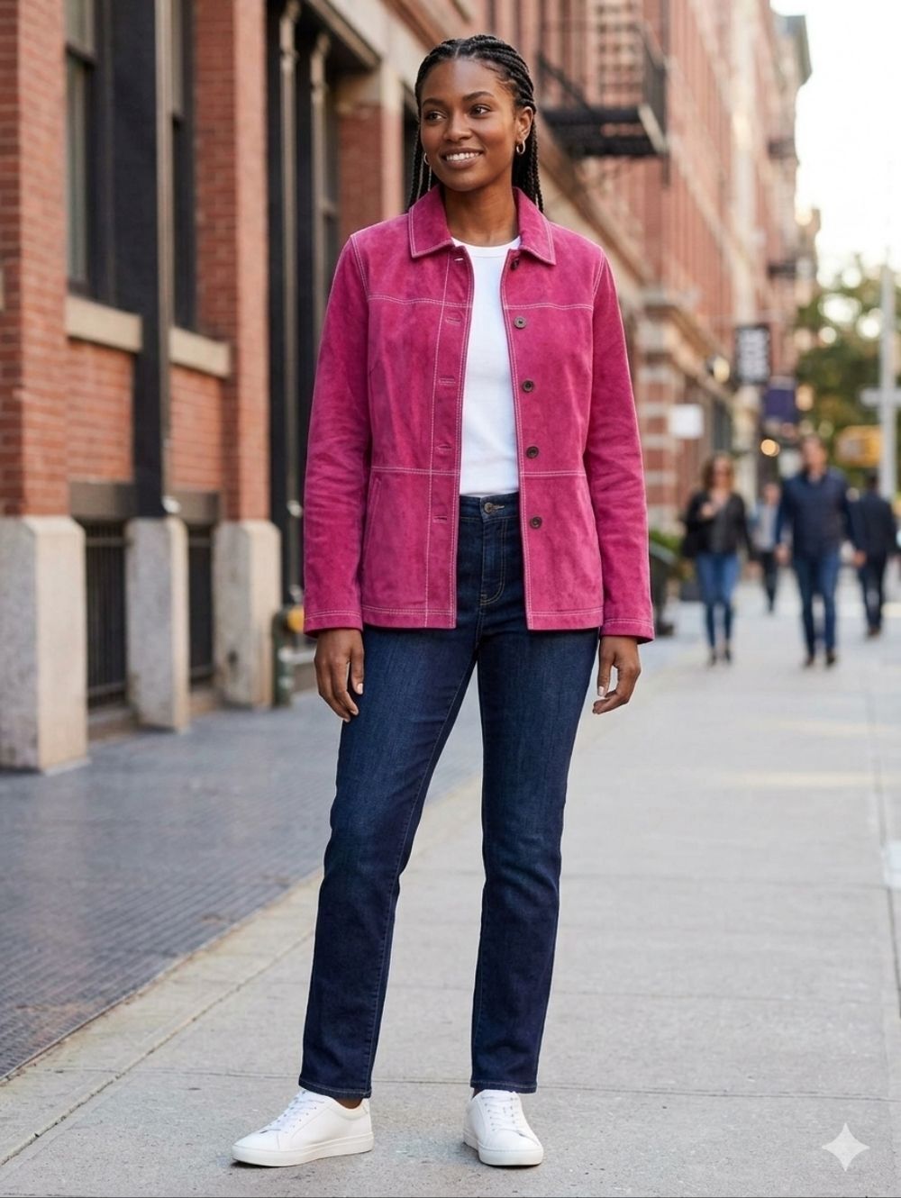 L.L. Bean Vintage 90s Women's Pink Suede Button-Front Jacket Dopamine Size M